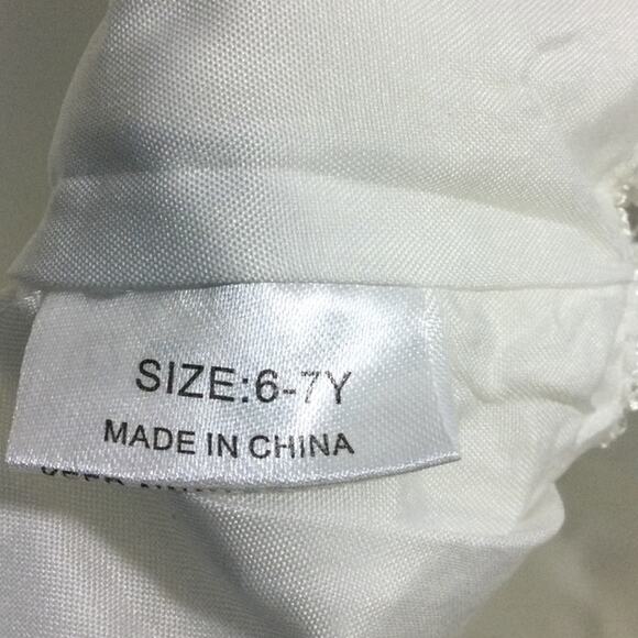 GIRL'S PARTY DRESS 6-7 Y white lace chiffon flower girl long maxi dress B74 - Picture 6 of 7